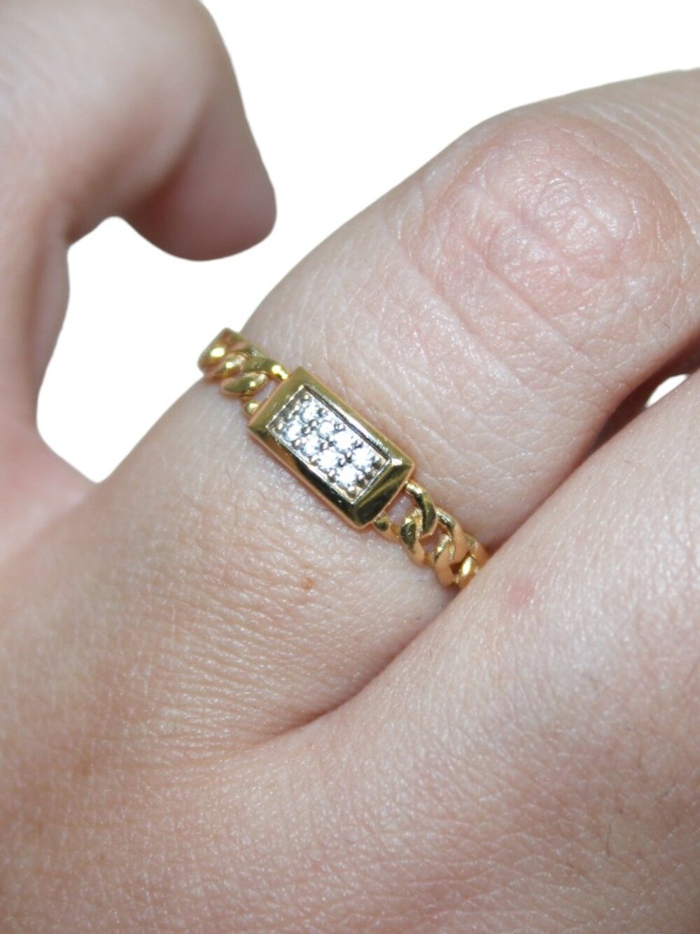 14k Solid Gold Stacking Chain Ring 1.37 Grams Size 8.5 - Picture 4 of 9